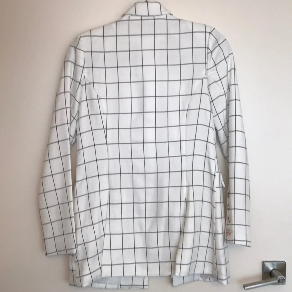 Chriselle x JOA white checkered blazer size xs